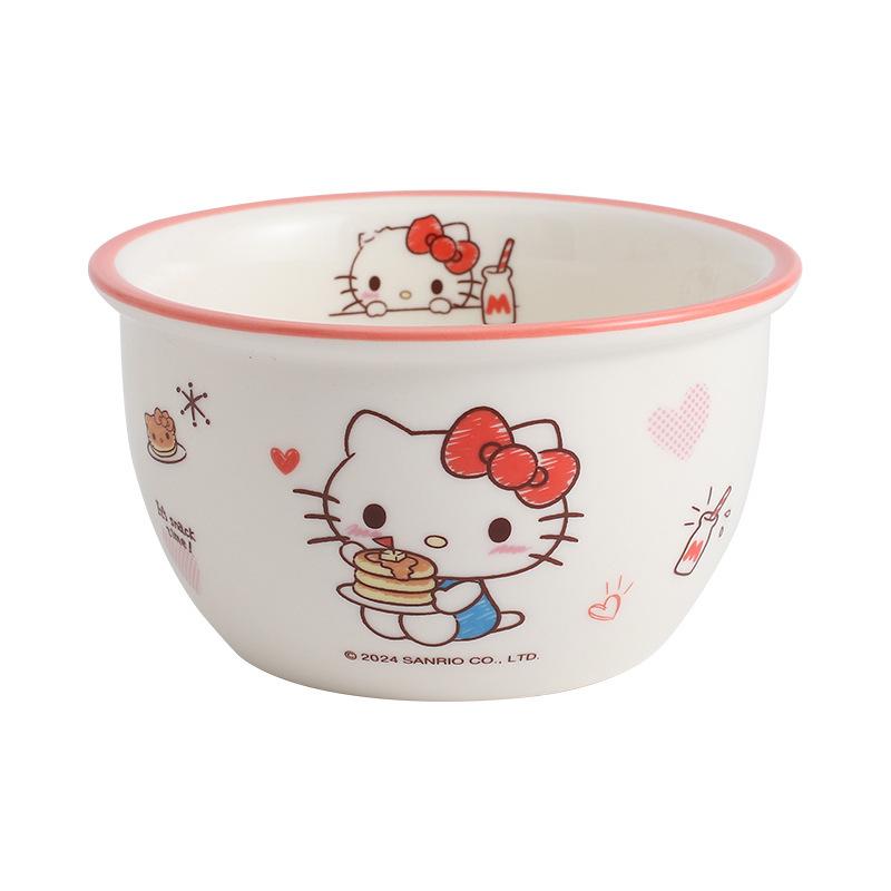 Sanrio Ceramic Rice Bowl Household Soup Bowl Rice Bowl Hello Kitty Hellokitty Cute Tableware Japanese Bowl