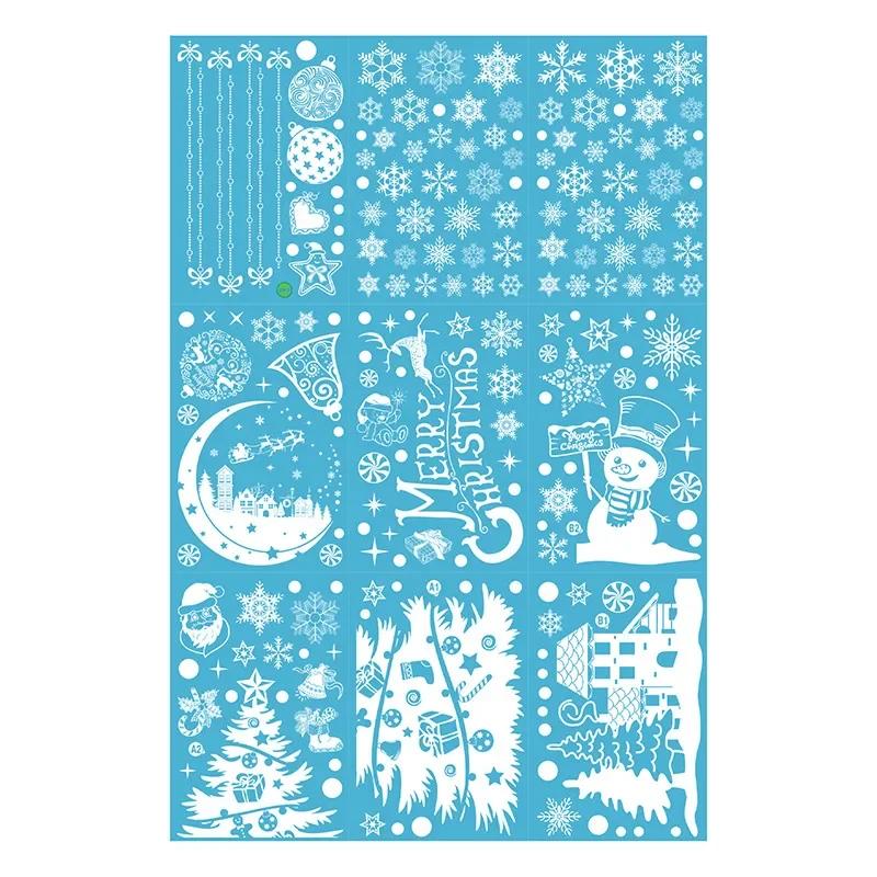Merry Christmas Window Stickers White Snowflake Elk Xmas Tree Sticker Christmas Decoration Christmas New Year Home Supplies