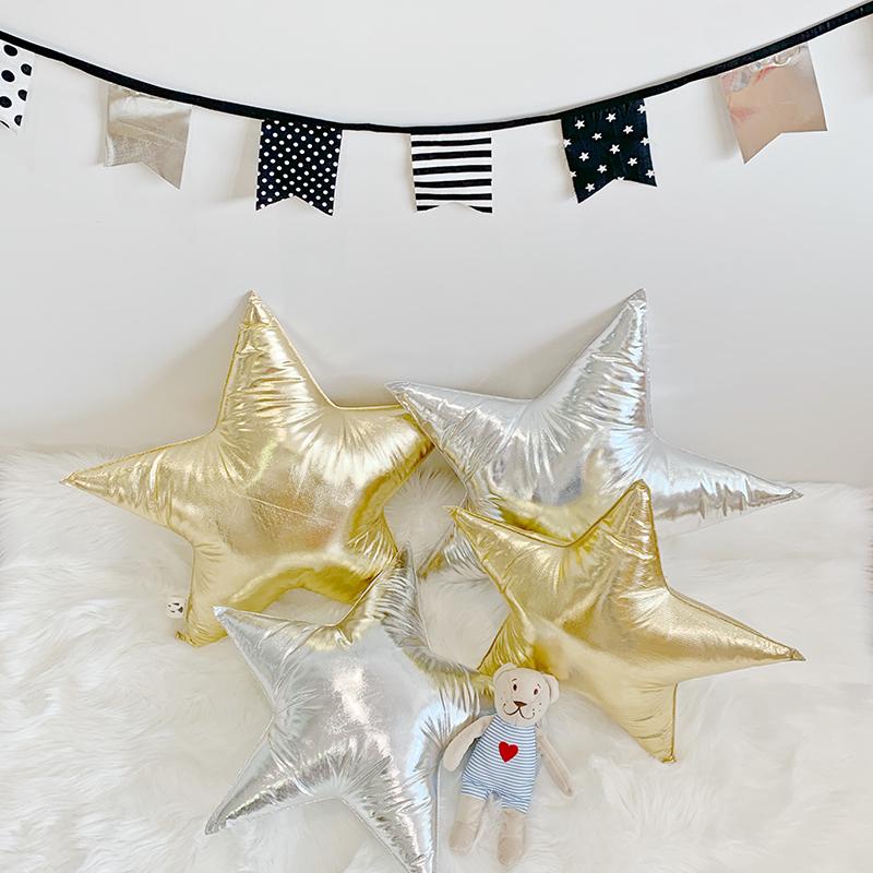 Gold And Silver Star Shaped Pillow Home Soft Decoration Thermally Goldened Sparkling Star Cushion Photography Props