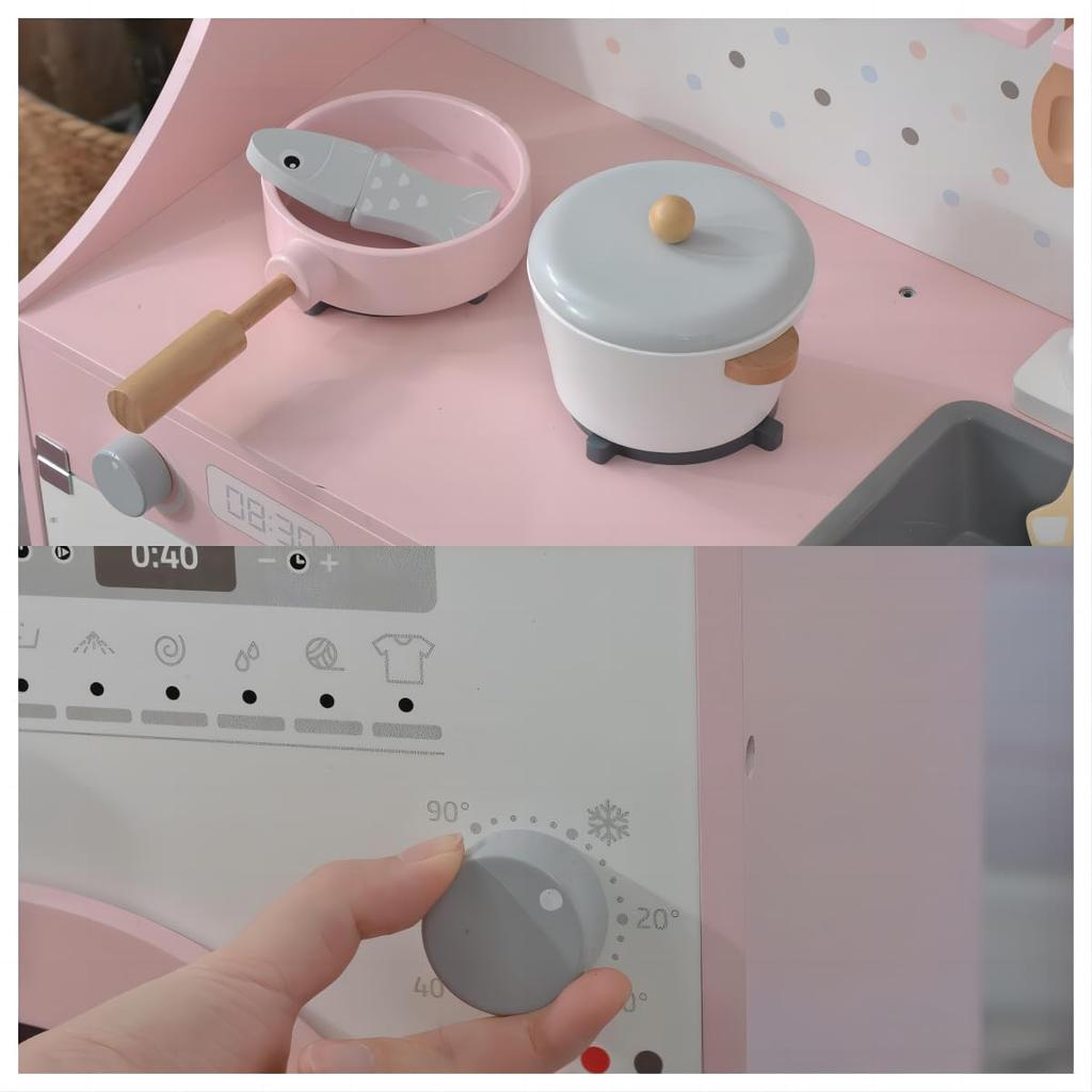 Wooden Play Kitchen Set with Cooking Washing Mini Educational Imitation Toy for Kids Dolamaní Utensils, Kitchen, Machine, Kitchen, Toy, Toy,