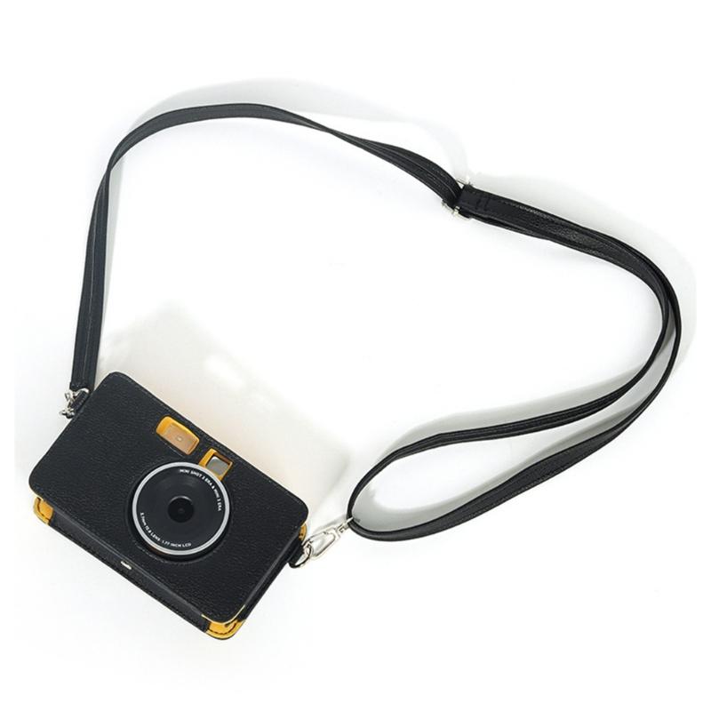 Impacts Resistant PU Camera Case Portable Black/Brown Camera Protector Leather Texture Suitable for MS200 Model Use