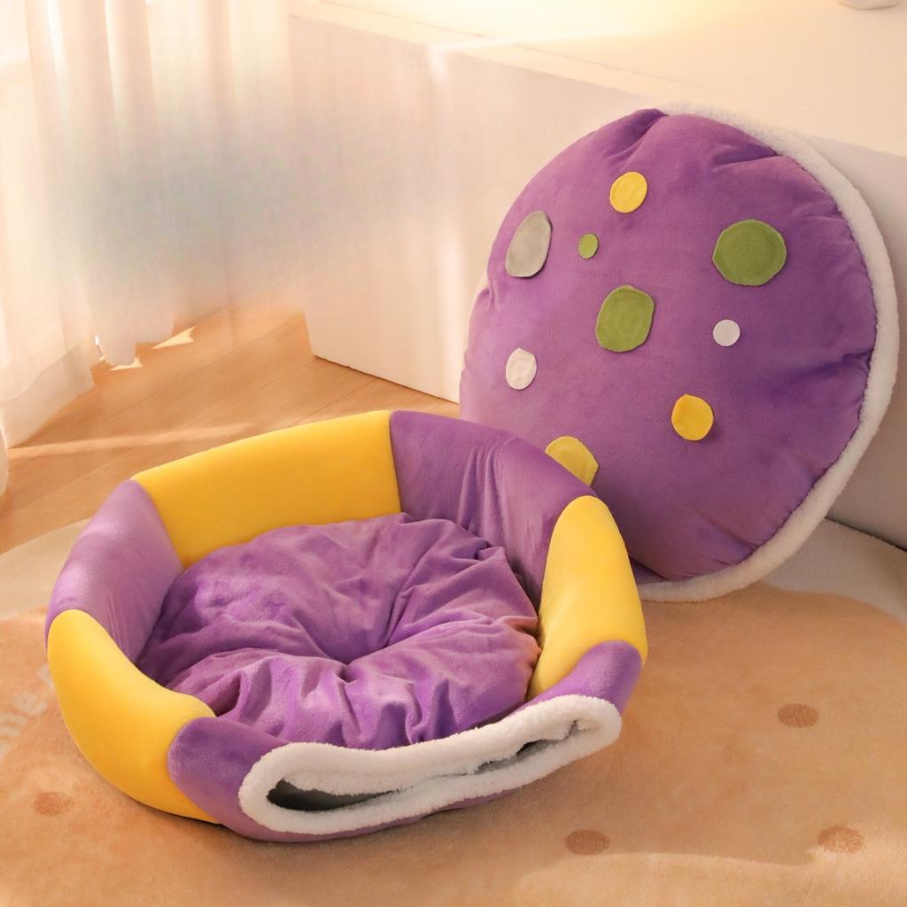 Pet Winter Warm Kennel Mat Crystal Super Soft Fully Enclosed Mushroom Nest Pet Bed Pet Supplies Cat Nest