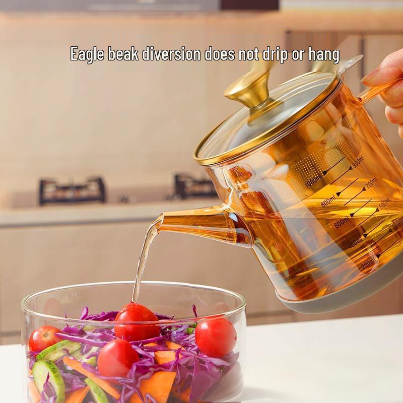 Ruhan Glass Oil Dispenser with Filter and Measuring Cup