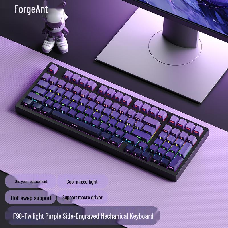RuiYi F98 Wired 98-Key Mechanical Keyboard, Hot-Swappable, Side-Printed, Full-Key Anti-Ghosting, Office/Gaming.