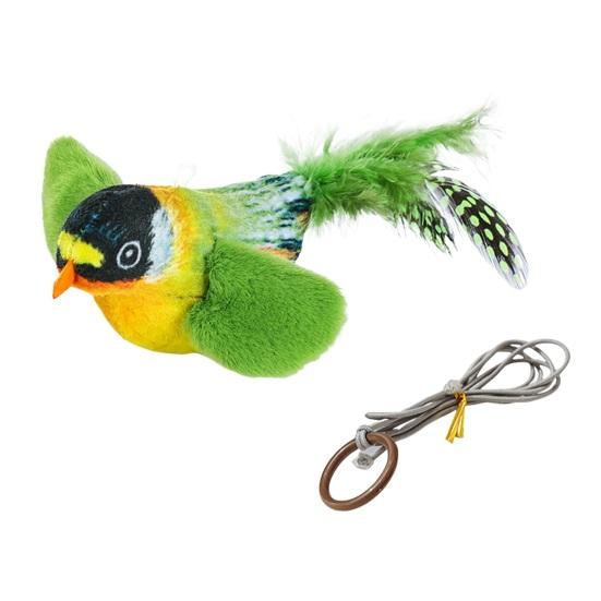 Chirping Bird Cat Toy Interactive Flapping Wings Plush Bird Toy, Elastic Rope To Relieve Boredom and Resist Scratching and Biting