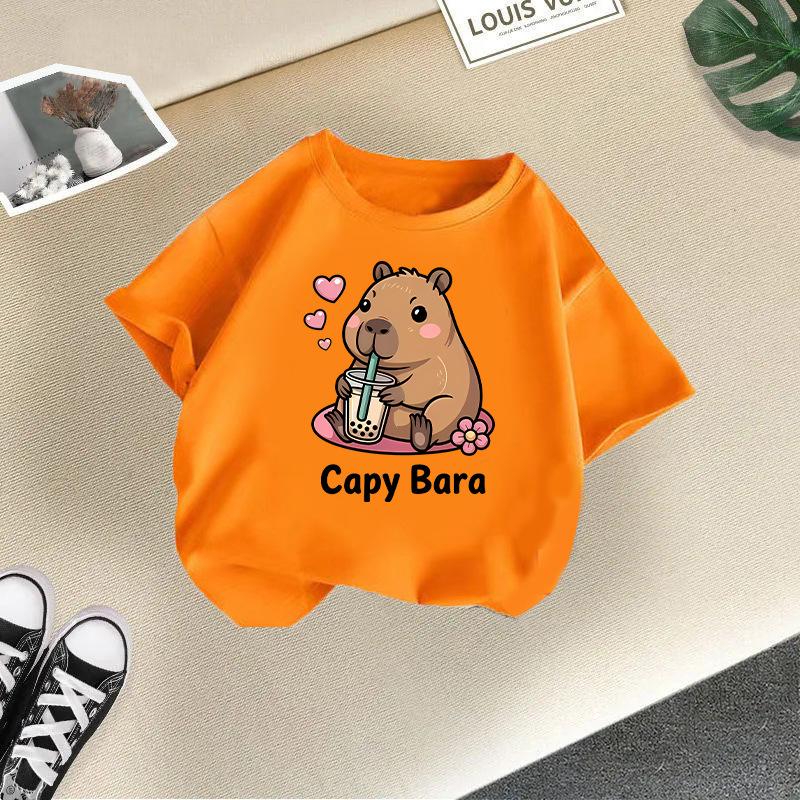 Children's Casual Short-sleeved T-shirt, Summer Boys' And Girls' Cute Capri Blouse