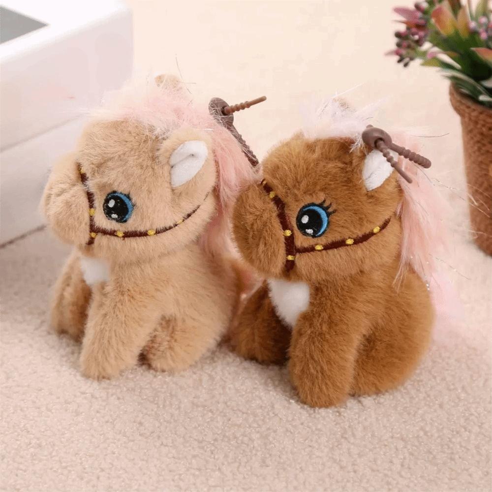 Einfarbiger Plüschpferde-Schlüsselanhänger Cartoon Plüschpferde-Puppenanhänger Geburtstagsgeschenk