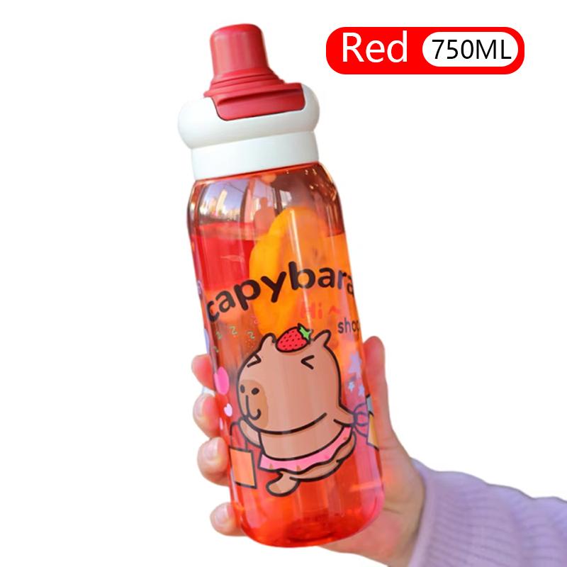 2025 New Capybara Large Water Bottle BPA Free Leak Proof Sports Straw Cup for Gym School Travel Kids Students Outdoor