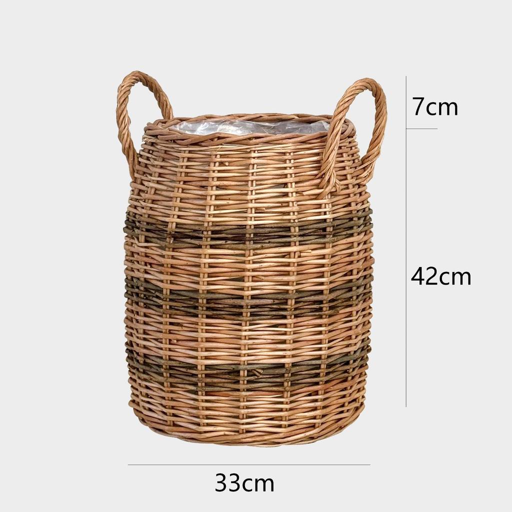 Japanese Pastoral Willow Woven Flower Basket for Living Room, Balcony, or Clothing Store - Rattan Decorative Handheld Flower Pot