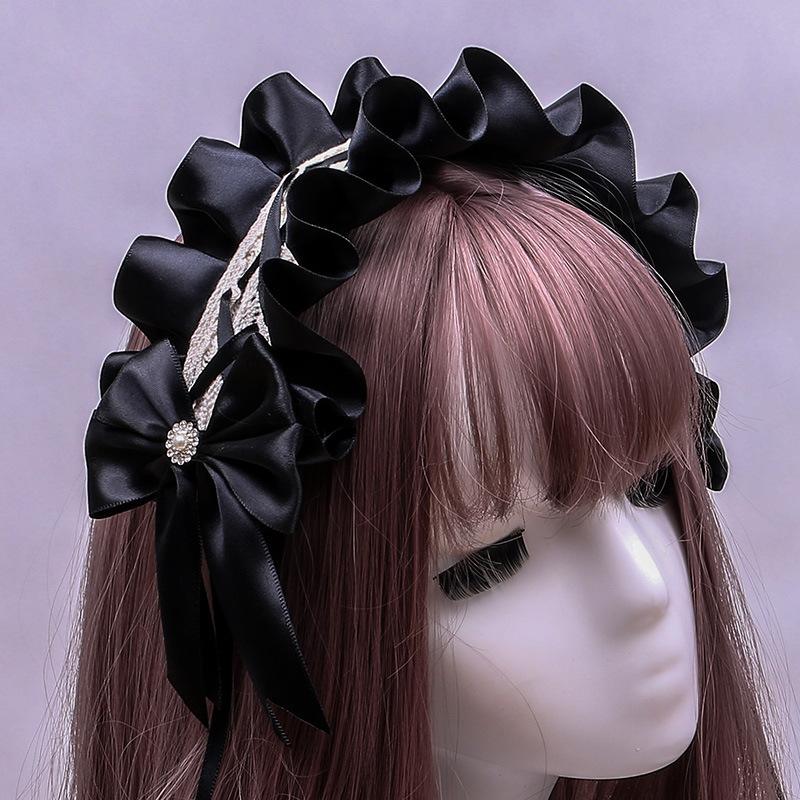 Handmade Bow Lace Headband Japanese Girl Lolita Hairpin Soft Cute Two-dimensional Headgear Cute Sister Hair Accessories