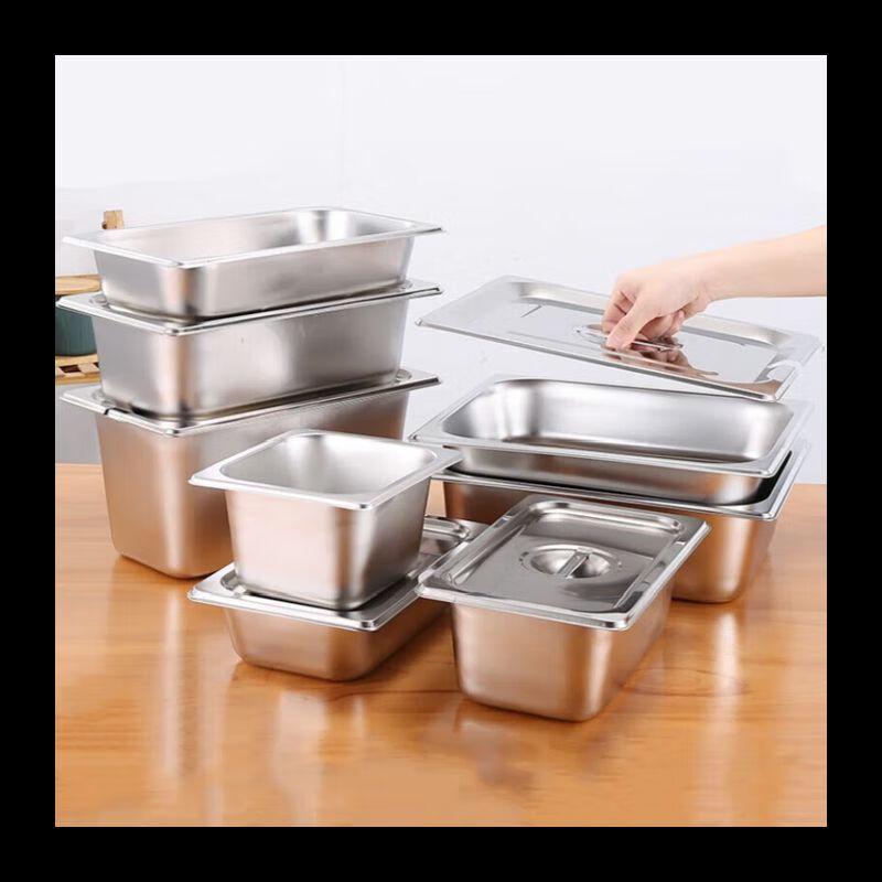 NHZHIW Rectangular Stainless Steel Food Pan with Lid