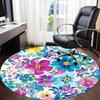 1PC Floral Pattern Office Round Area Rug, Mat Suitable For Office, Under Office Chairs Bedroom Living Room Home Decor, Room Deco