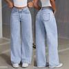 Jeans Donna Vita Alta Gamba Dritta Pantaloni in Denim Lavaggio Vintage Pantaloni Larghi Casual Ampi Per Outfit Quotidiani Primaverili