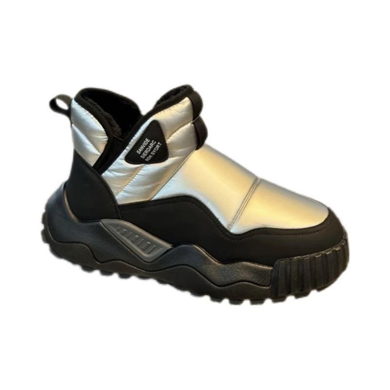 Pánské zimní teplé fuzzy boty do sněhu Lehké kotníkové boty s protiskluzovou podšívkou z umělé kožešiny pro muže Neformální PU kůže Pohodlné vycházkové krátké boty