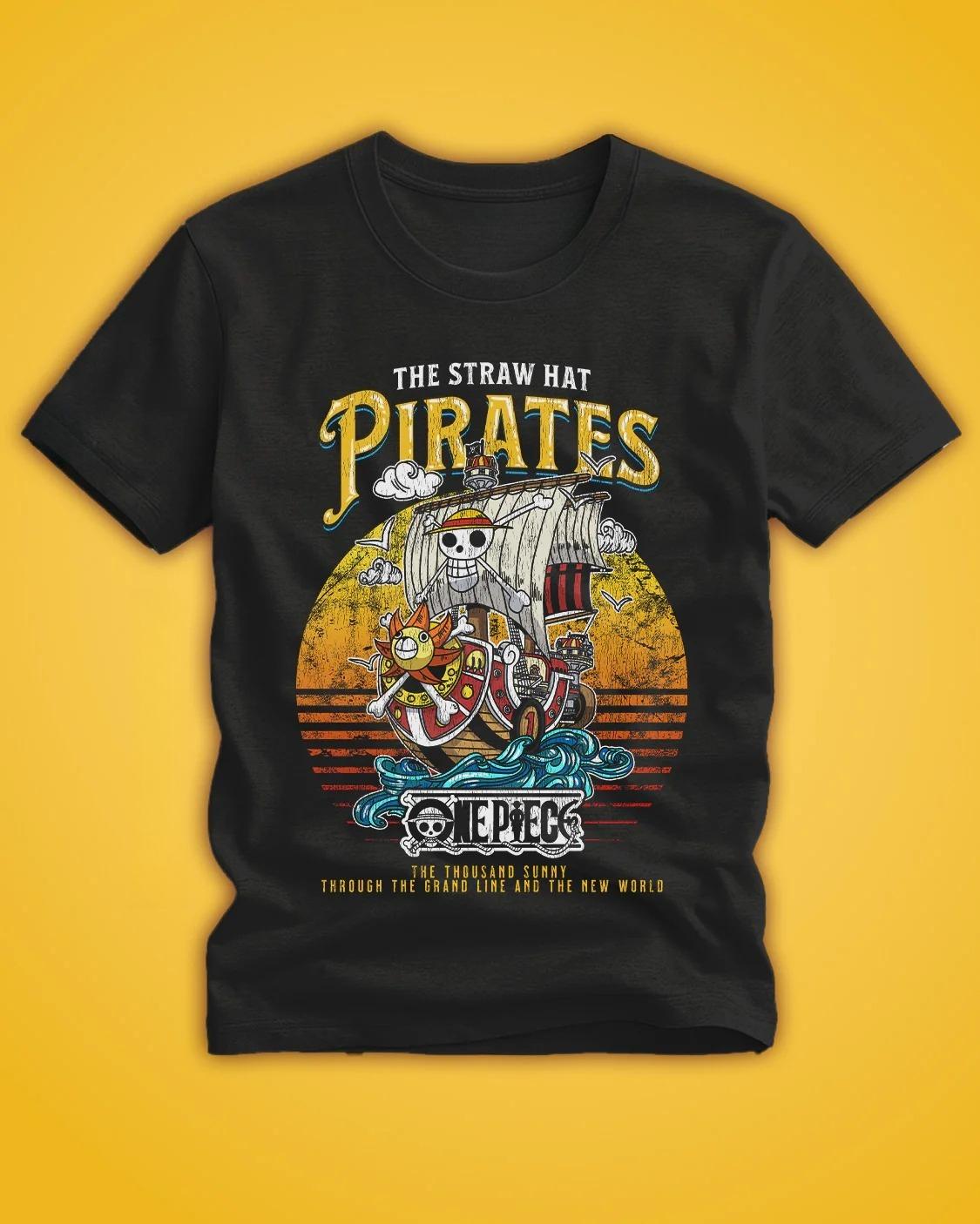 

2026 Summer One Piece Anime THE STRAW HAT PIRATES Printed Loose Shortsleeved Pure Cotton Childrens Tshirt Tide Unisex Casual S
