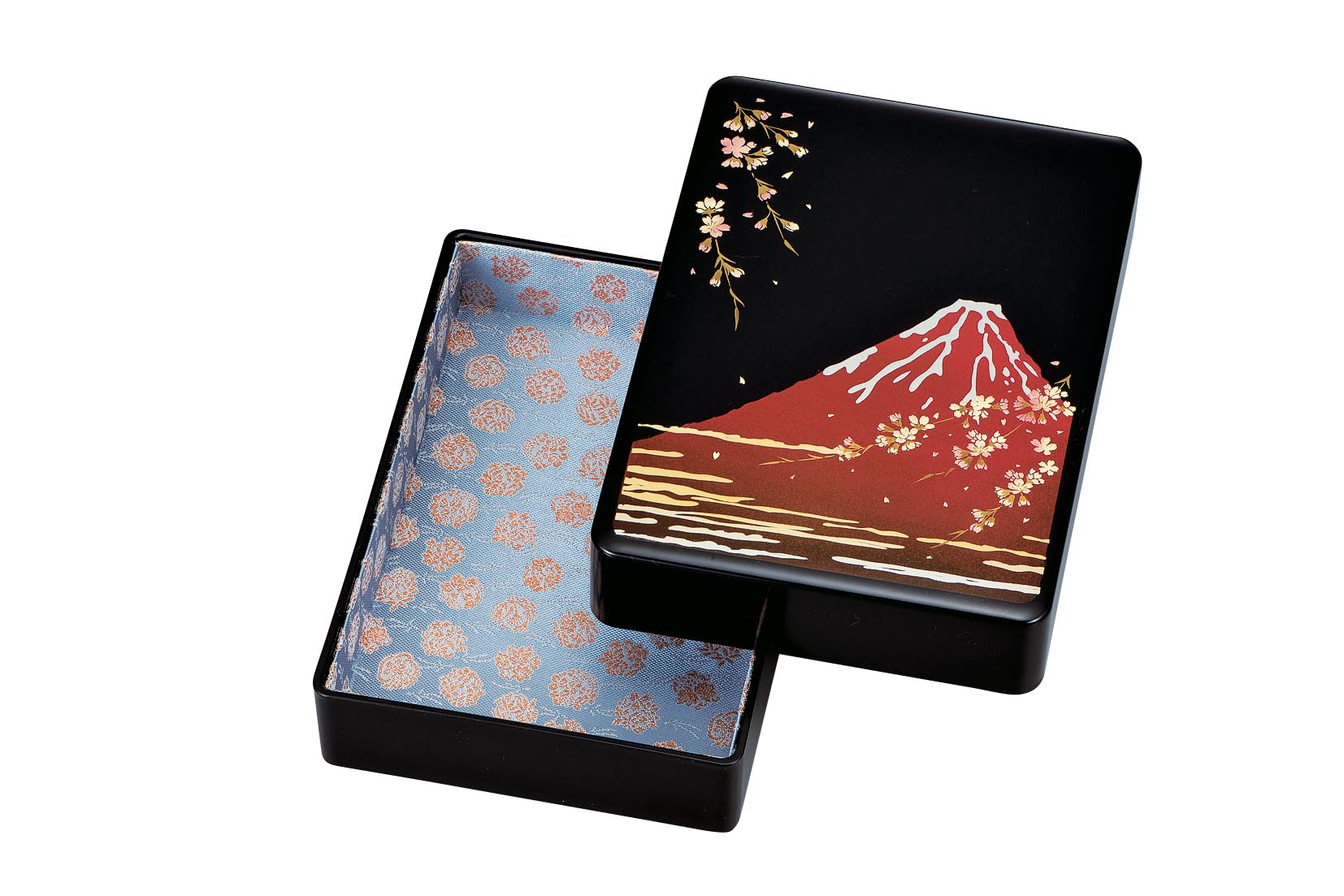 

Компания Nakatani Brothers Лаковая посуда Яманака Черная шкатулка с цветущей сакурой и горой. Fuji Design 37-1409