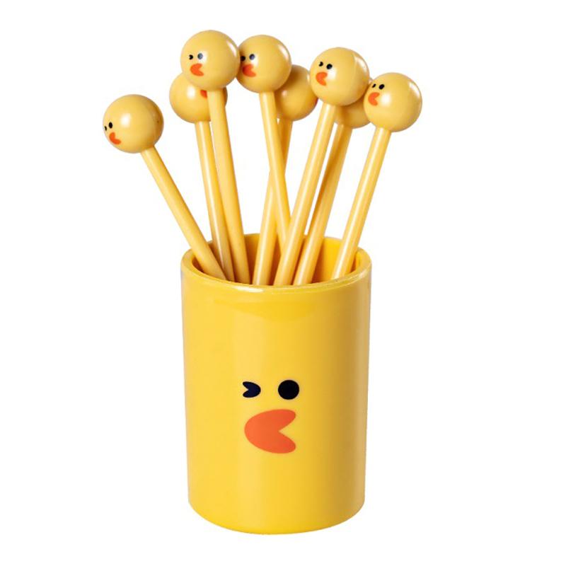 10Pcs Cute Mini Toothpicks Cartoon Kids Food Picks Plastic Fruit Forks Bento Decorative Tableware Food Picks Dessert Fork