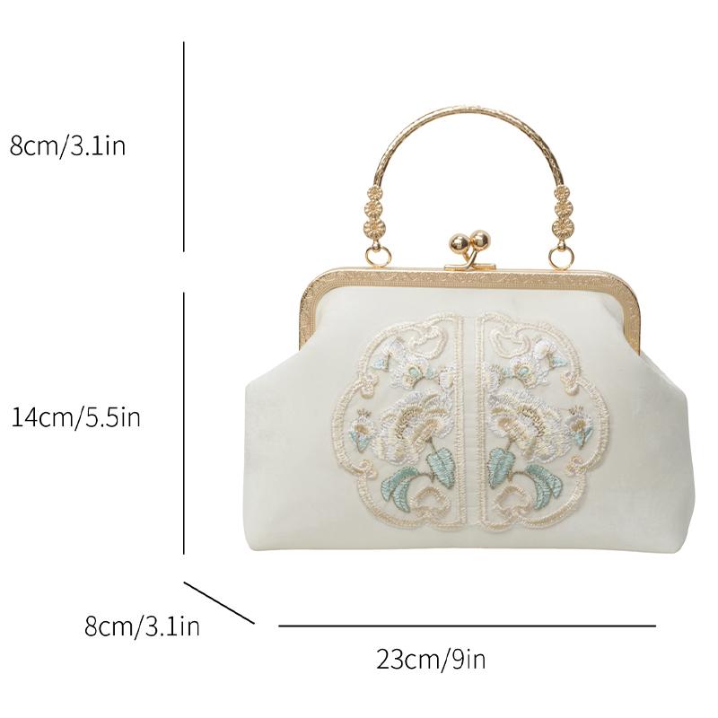 New Chinese Style Embroidered Pan Buckle Handheld Bag for Women Spring Satin Style Women's Bag Paired with Horse Face Skirt