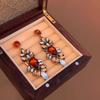 Super Flash Crystal Retro Ethnic Style Earrings, High-End Female Exaggerated Long Earrings, Ear Jewelry