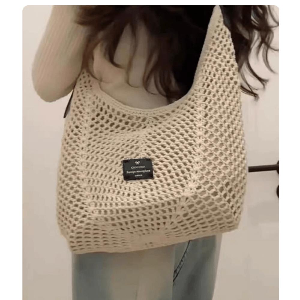 Seaside Vacation Beach Bag Large-capacity Woven Tote Bag New Korean Niche Hollow Shoulder Messenger Bag