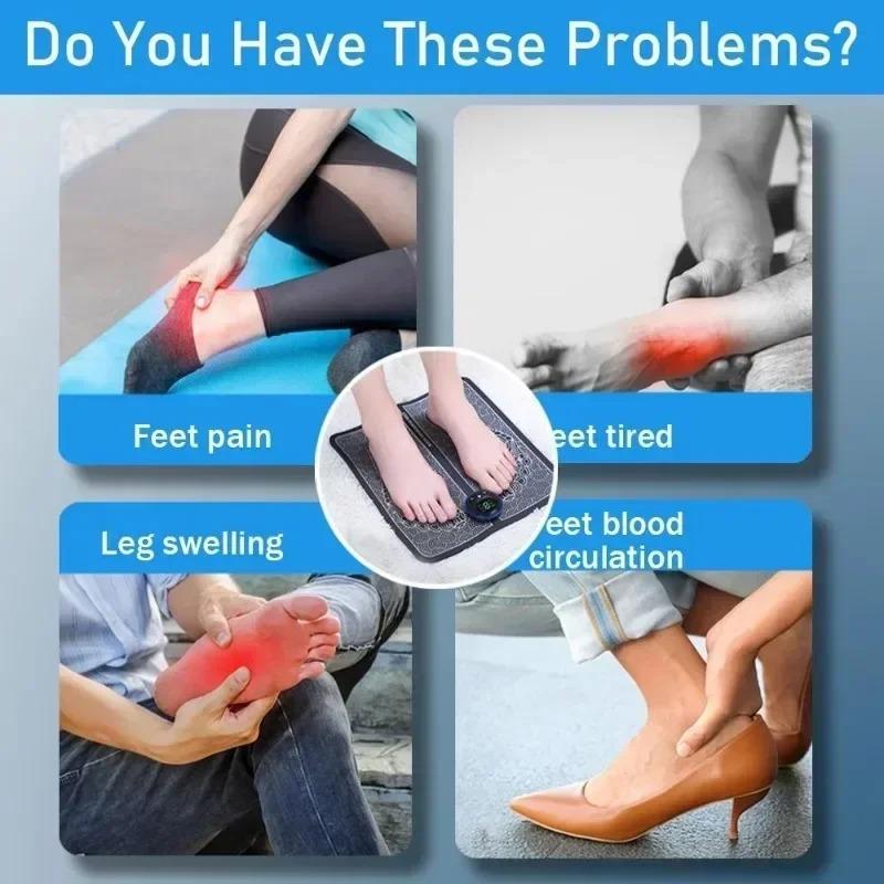 Electric EMS Foot Massager Pad Electrical Muscle Stimulation Foot Massager USB Charging Portable Foldable Massage Mat