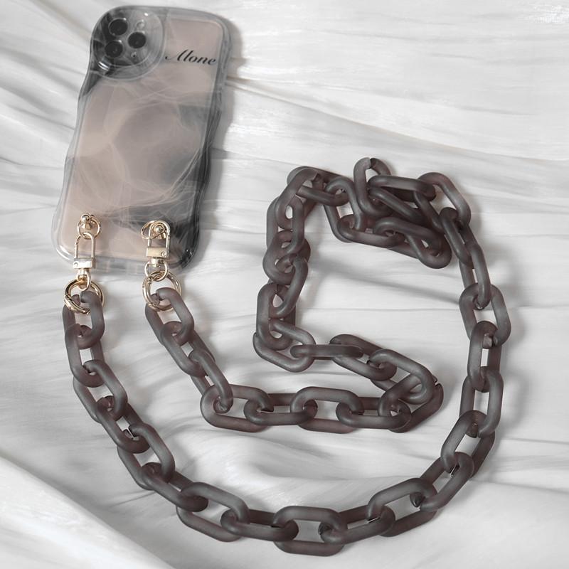 Nový řetízek na telefon Odnímatelné díly Bílá Crossbody Pryskyřice Luxusní řemínek Pouzdro na telefon Řetízky Šedý akryl Šedá šňůrka na rameno Závěsný řetízek
