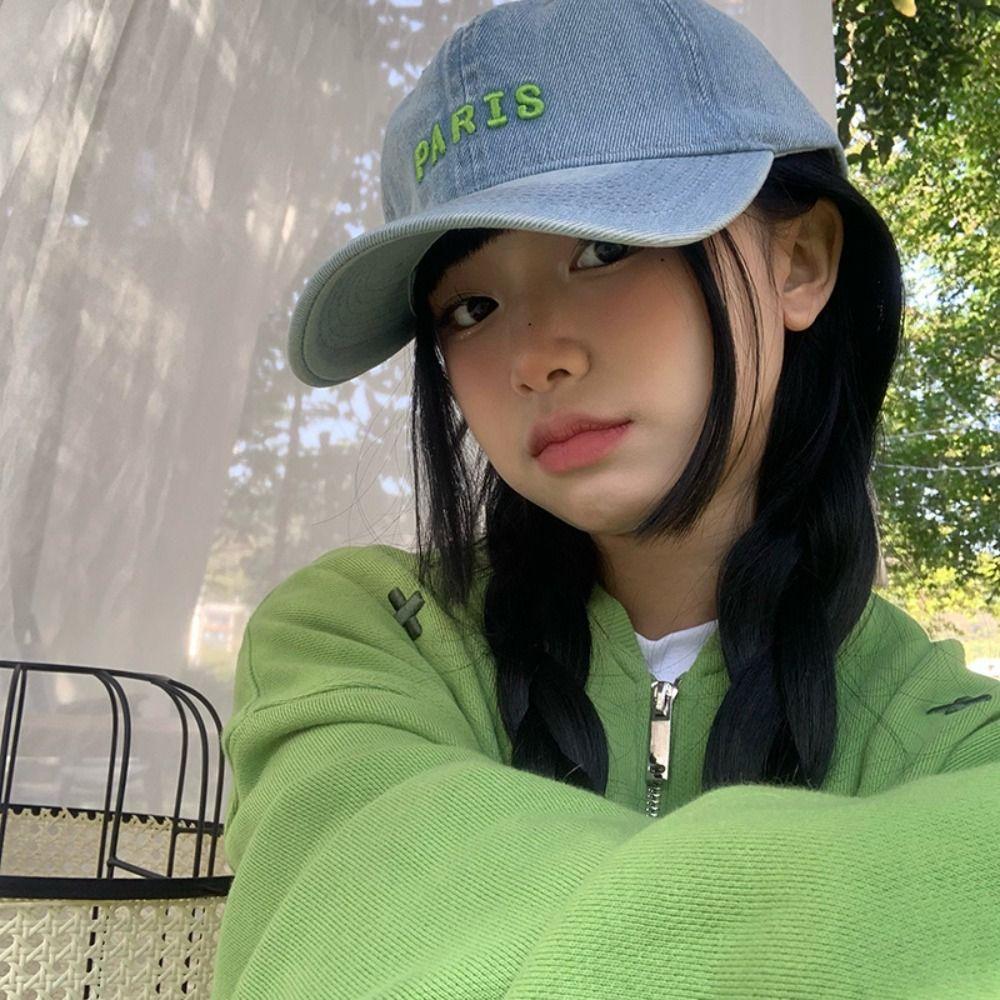 Casual Letter Embroidery Hat Adjustable Peaked Cap Fashion Denim Baseball Caps  for Teenagers