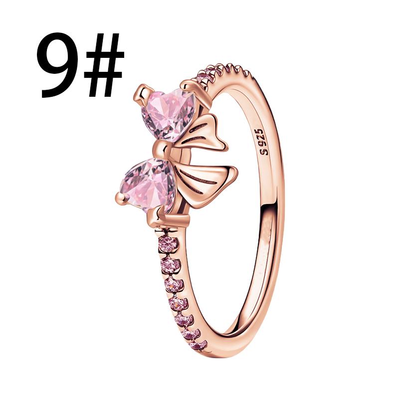 925 Silver Charms Colorful Bow Set Earrings Ring Beads Pendant for Women Bracelets Necklaces DIY Jewelry Gift