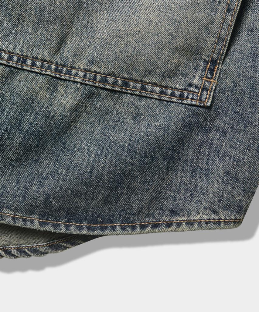 Dimiteulibeullaeg Double Knee Denim Short Sleeve Shirt_Dust Indigo
