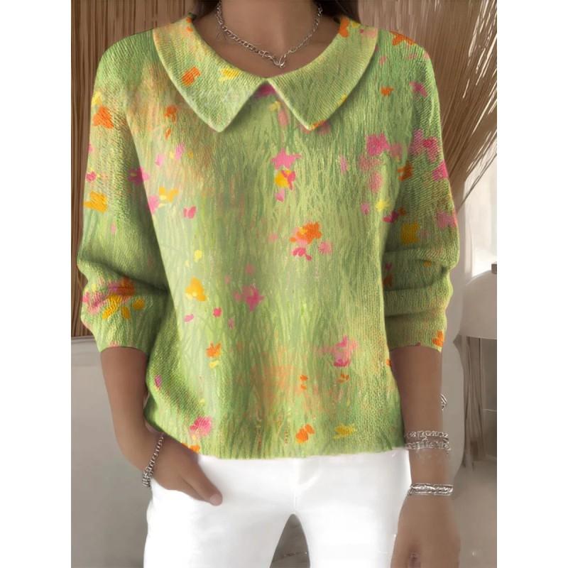 Womens Oversized Long Sleeve Crewneck Sweatshirt 2025 Fall Casual Pullover With 3D Print Acrylic Fabric