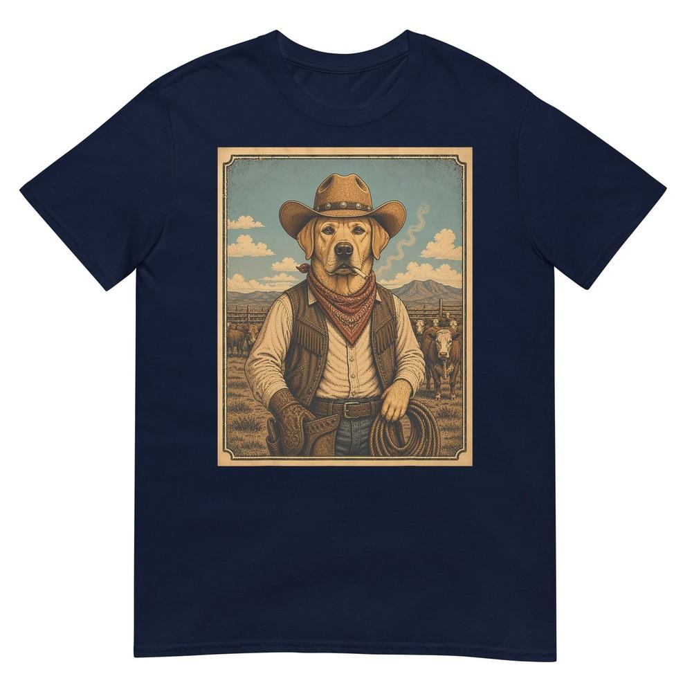 Labrador Retriever Western Graphic Cowboy Dog Smoking Tshirt S