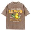 Woman Washed T-Shirts Hand Picked Lemon Always Fresh Print Short Sleeve Cotton Crewneck Oversize Tops Vintage Clothes