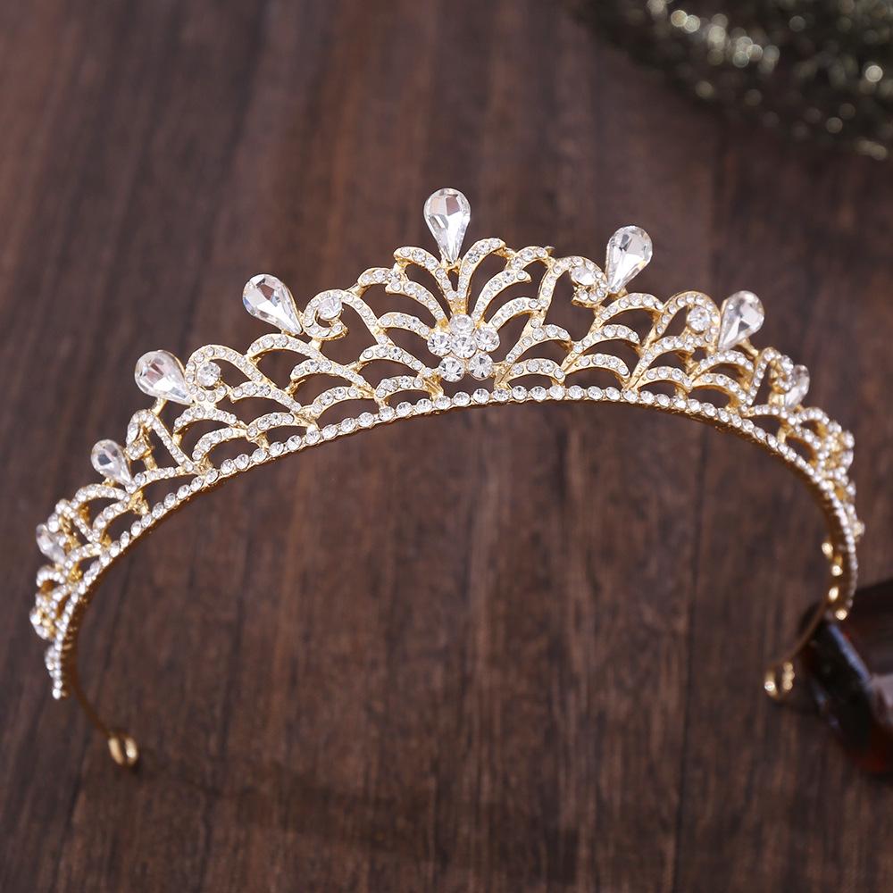 Zuangang's New Wedding and Birthday Headband, Baroque Leaf Alloy Inlaid with Rhinestones, Bridal Small Crown