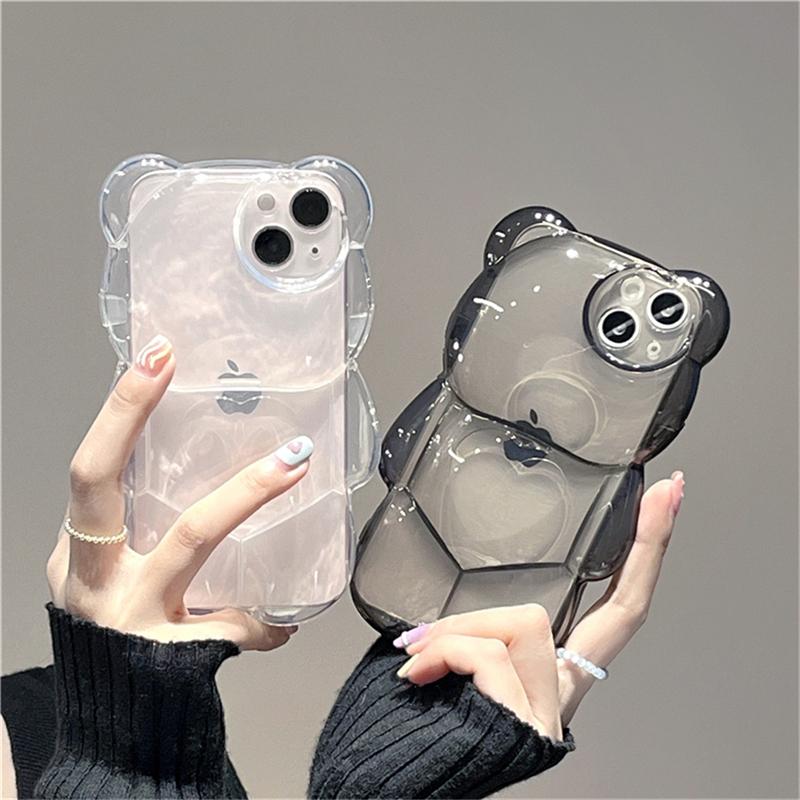 Ins Japan Cute 3d Bear Transparent Phone Case For Iphone 14 13 12 11 Pro Xs Max X Xr Cartoon Clear Animal Shockproof Soft Cover