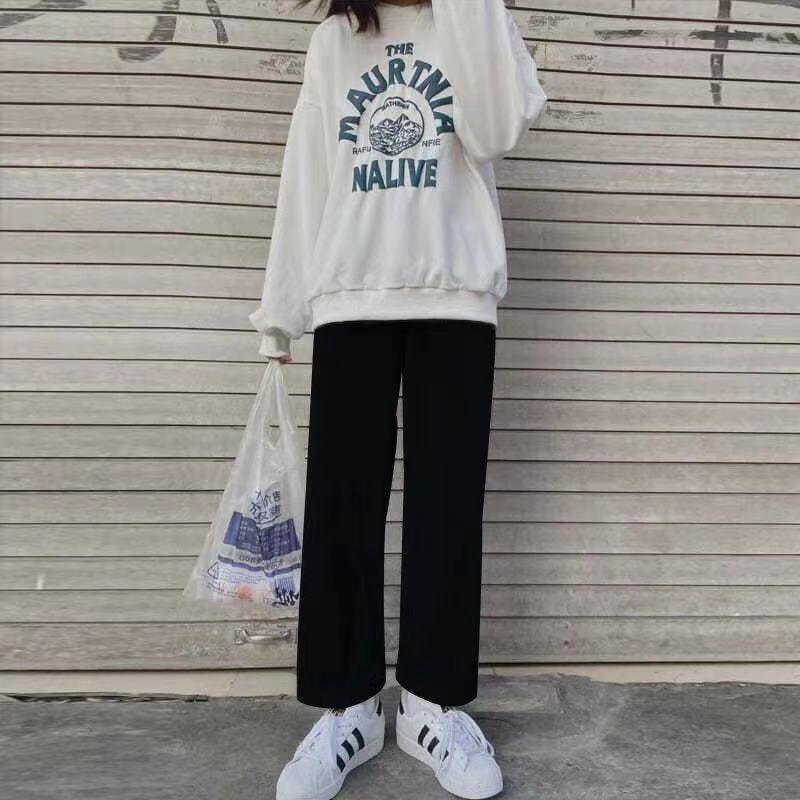 

Women s High-Waisted Cropped Wide-Leg Black Pants with Pockets - Casual Spring and Autumn Petite Sportswear 2XL (136-150 lbs)