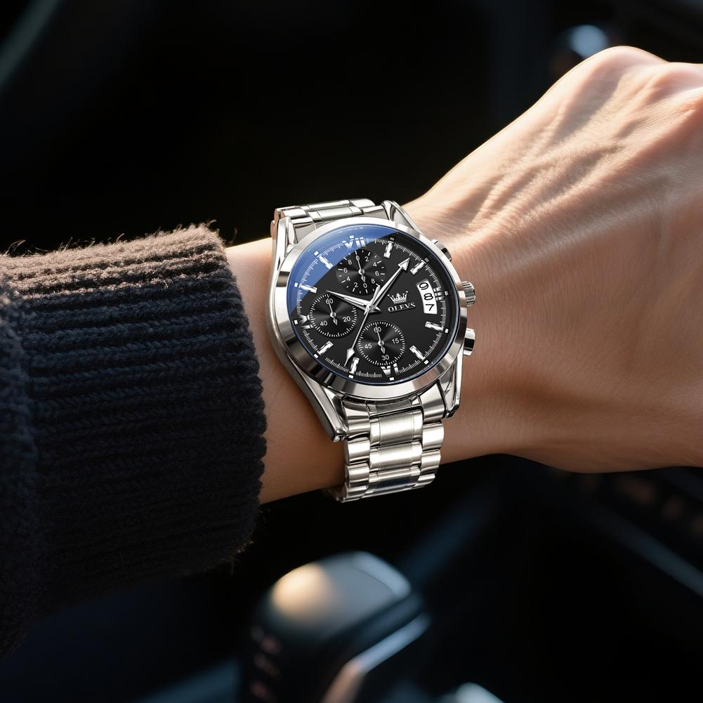 OLEVS Men Watch Multi Functional Waterproof Calendar Chronograph Luxury Brand Original Quartz Watch Men Sports Watch