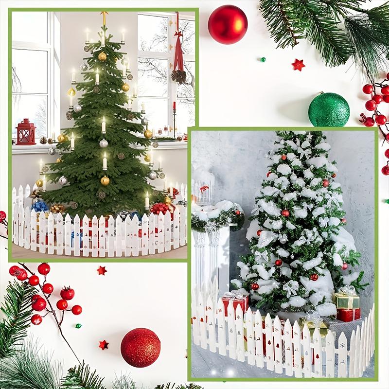 1 Set PVC Barrier White Fence Decorations Durable Hollow-Out Festive Surround Fence Winter Christmas Tree Holiday 30x10cm