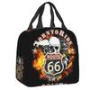 Benutzerdefinierte Vintage Born To Ride Route 66 Lunchtasche Herren Damen Thermokühlertasche Isolierte Lunchboxen für Kinder Schulkinder