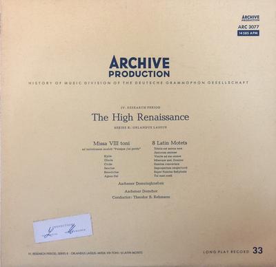 LP Record AACHENER DOMSINGKNABEN, AACHENER DO - Orlandus Lassus: Missa VIII Toni / ARC3077 ARCHIVE PRODUCT 1963 Japan Classical Used