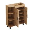 Narrow Shoe Cabinet, Double-Door, Shoe Rack with Open Compartments, Wood Look, Multi-Purpose Cabinet for Hallway, for Small Spaces, with Top Shelf