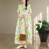 DIMANAF New 2026 Sundress Women Plus Size Summer Casual Print Floral Maxi Long Dress Cotton Loose Oversize Beach Holiday