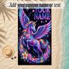 Unicorn Theme Soft Beach Towel Personalized Custom Name Text Towel Portable for Beach Pool Travel