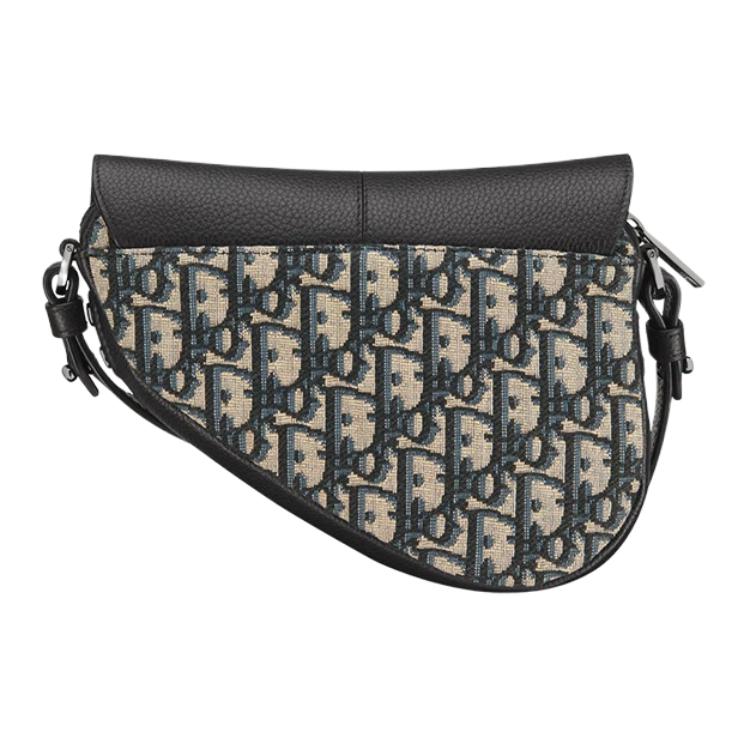 Dior Adjustable Shoulder Strap Magnetic Buckle Flap Closure Cotton Saddle Bag Mini Women Shoulder Bag Beige Black 2ADCA543YKS-H27E