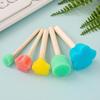 Kids' Flower-Shaped Sponge Stamps & Natural Wood Brushes Set for DIY Art
