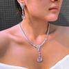 Luxury Bridal Banquet Necklace Earrings Ring Set Super Shiny Zircon Earrings Pendant Temperament Earrings