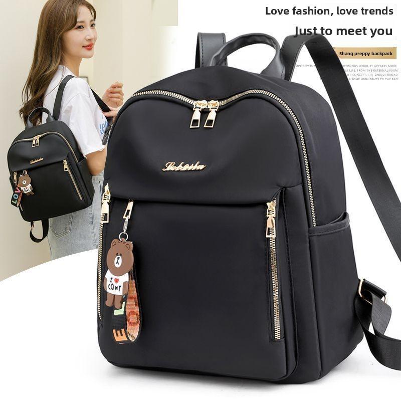 Letter Stylish Oxford Fabric Backpack For Women With Water Resistant Design And Spacious Interior For Travel