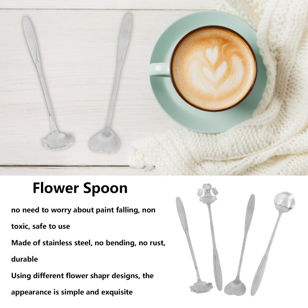 4Pcs Multi-color Coffee Mixing Spoon Rustless Steel Dessert Spoon Stirring Spoon Dessert Serving