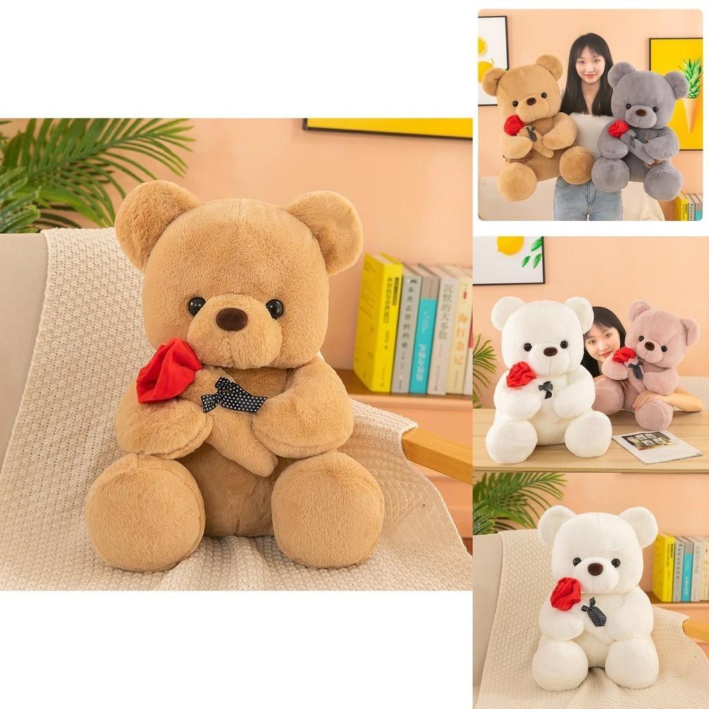 Cute Cartoon Rose Teddy Bear Plush Toy Doll Pillow Wholesale Factory Supplier