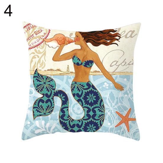 Ocean Starfish Mermaids Sea Turtle Soft Cushion Cover Pillow Case Home Decor