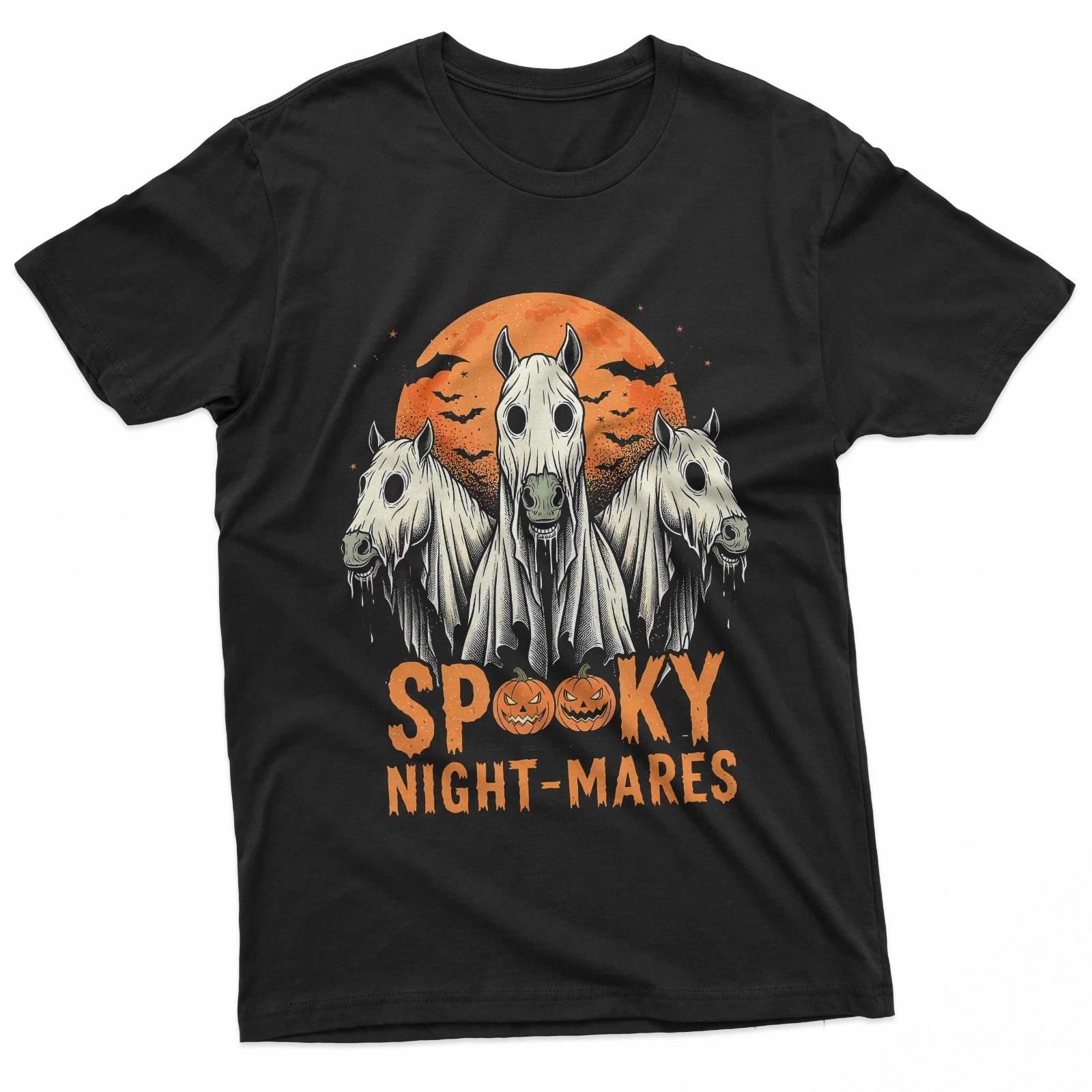 

Horror Retro Spooky Night-Mares Horses Boo Ghosts Halloween T-Shirt XL